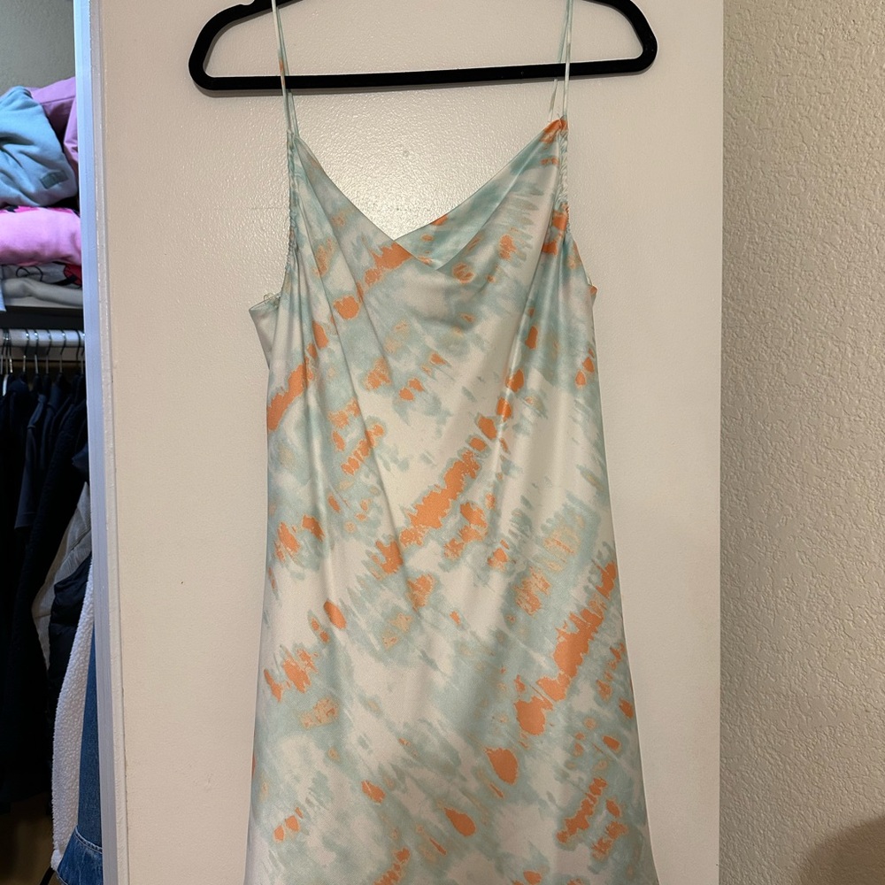 ROW A Tie-Dye Slip Dress in Orange and Blue